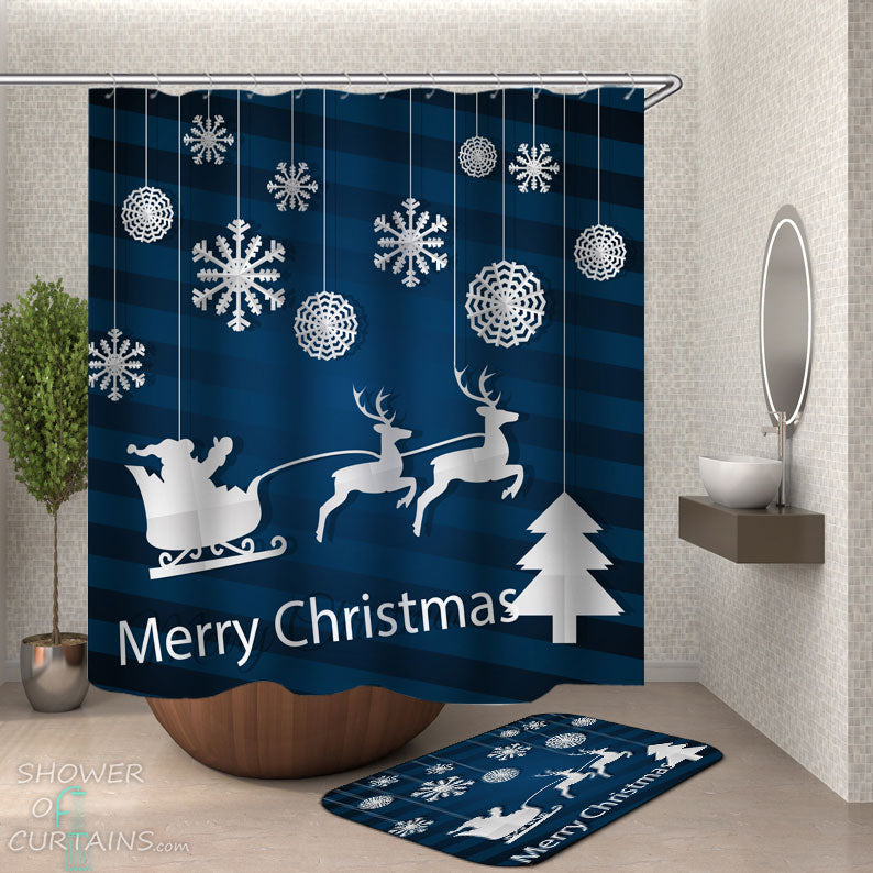 Shower Curtains with Christmas Paper Cutouts Decorations 