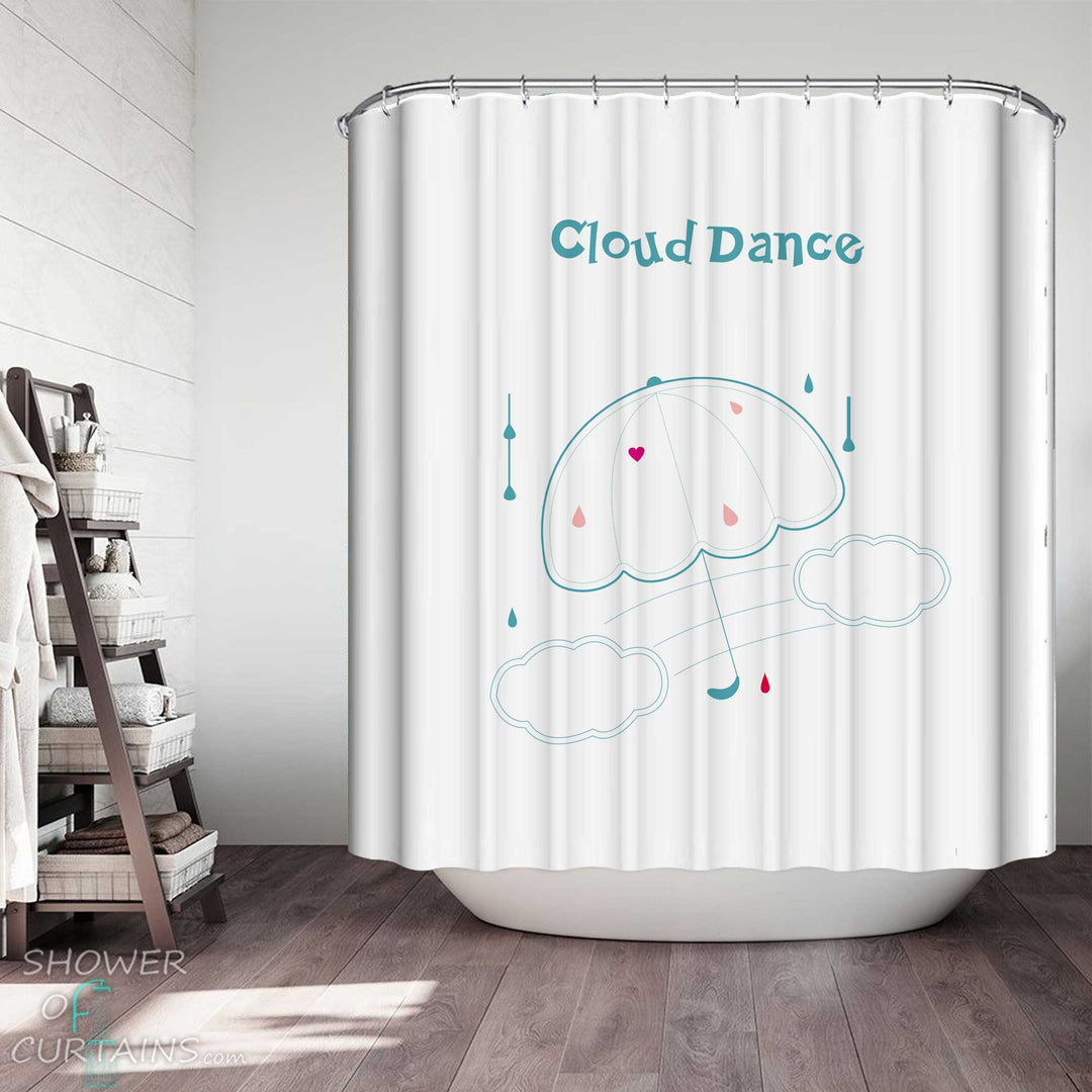 Shower Curtains with Cloud Dance Drawing