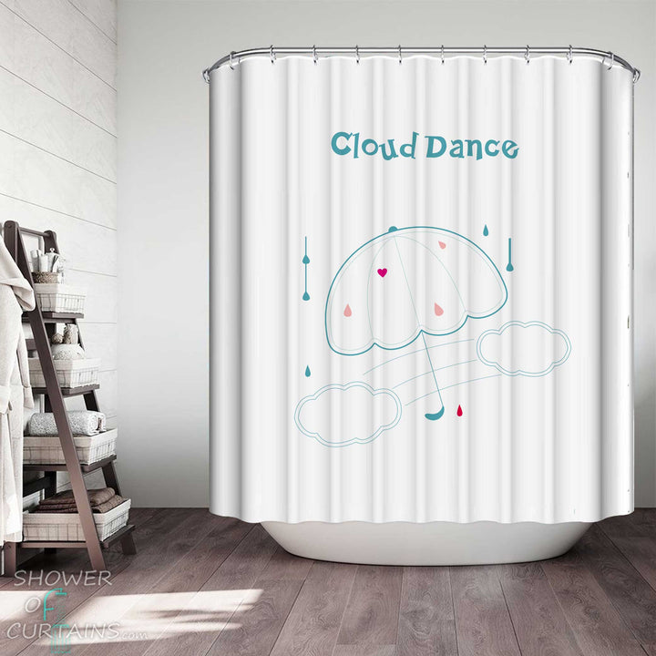 Shower Curtains with Cloud Dance Drawing