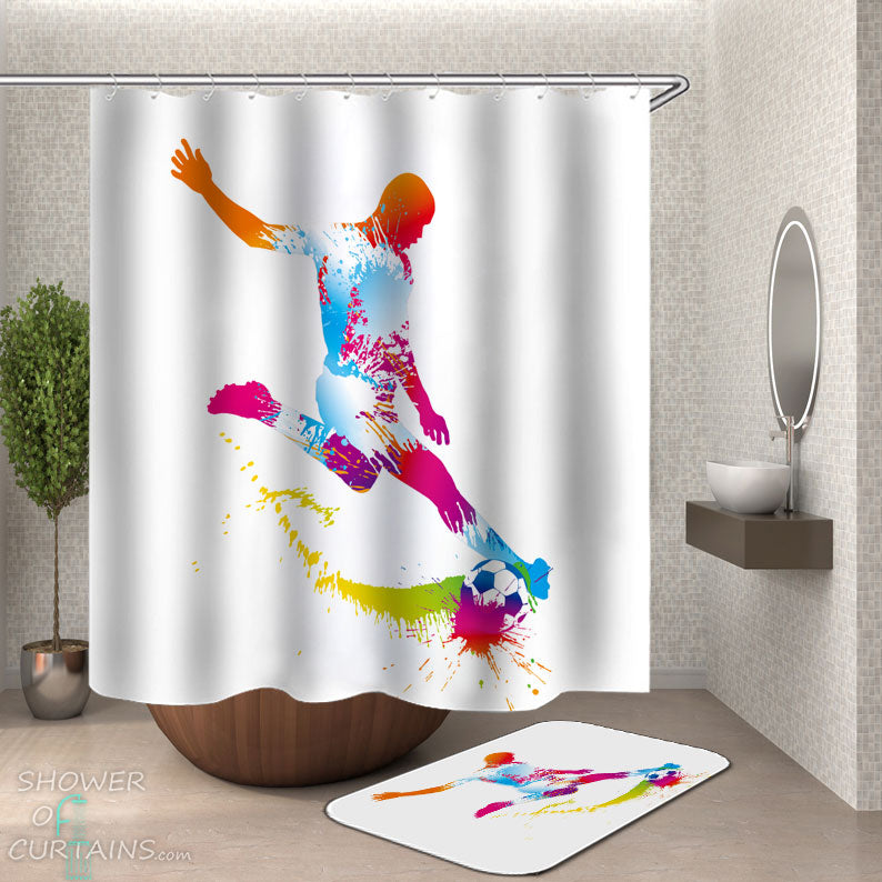 Shower Curtains with Colorful Football Player