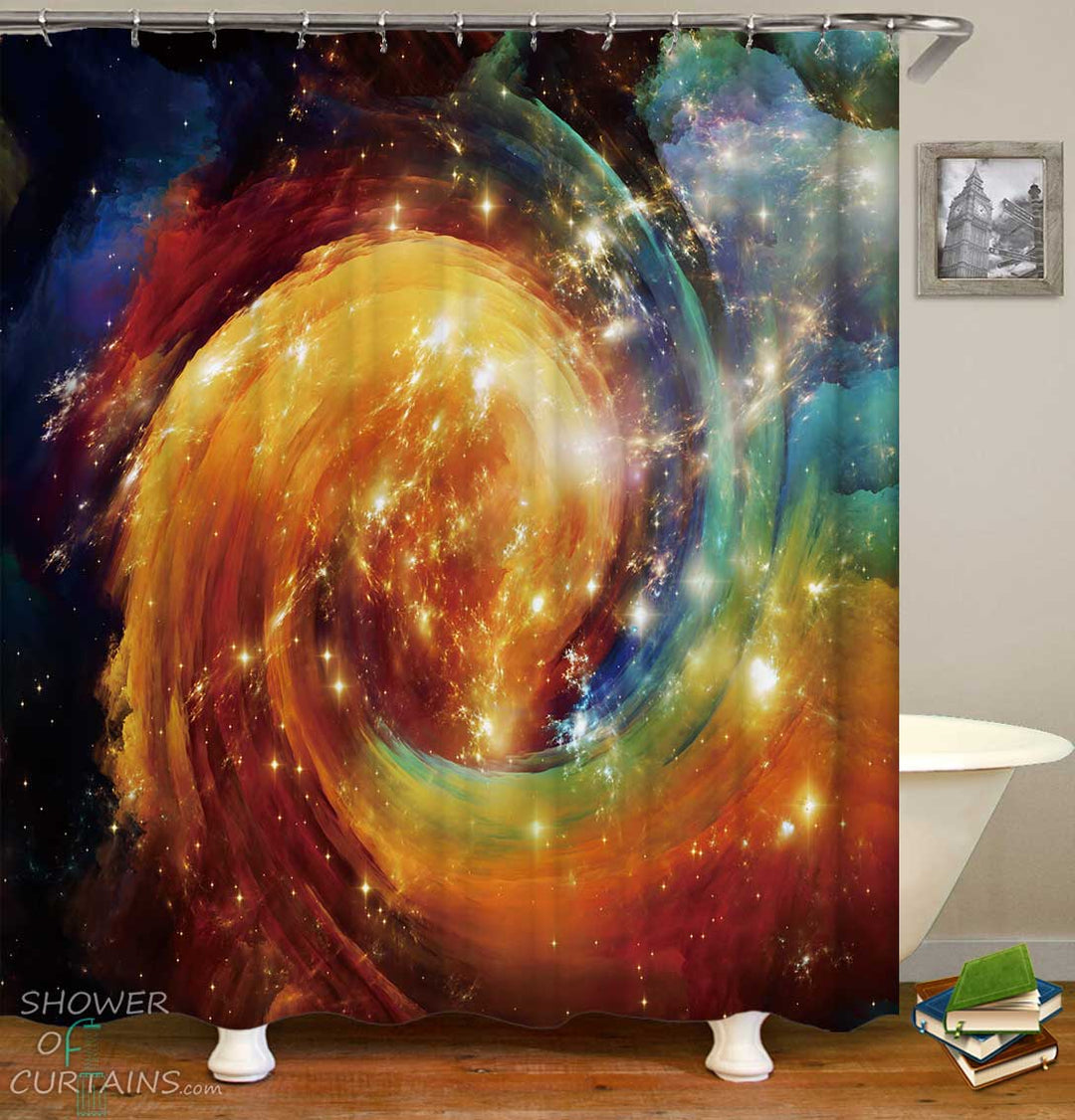 Shower Curtains with Colorful Space