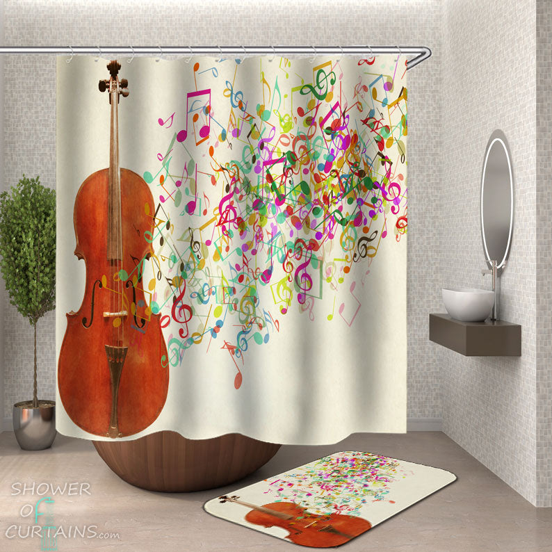 Shower Curtains with Colorful Violin Tone