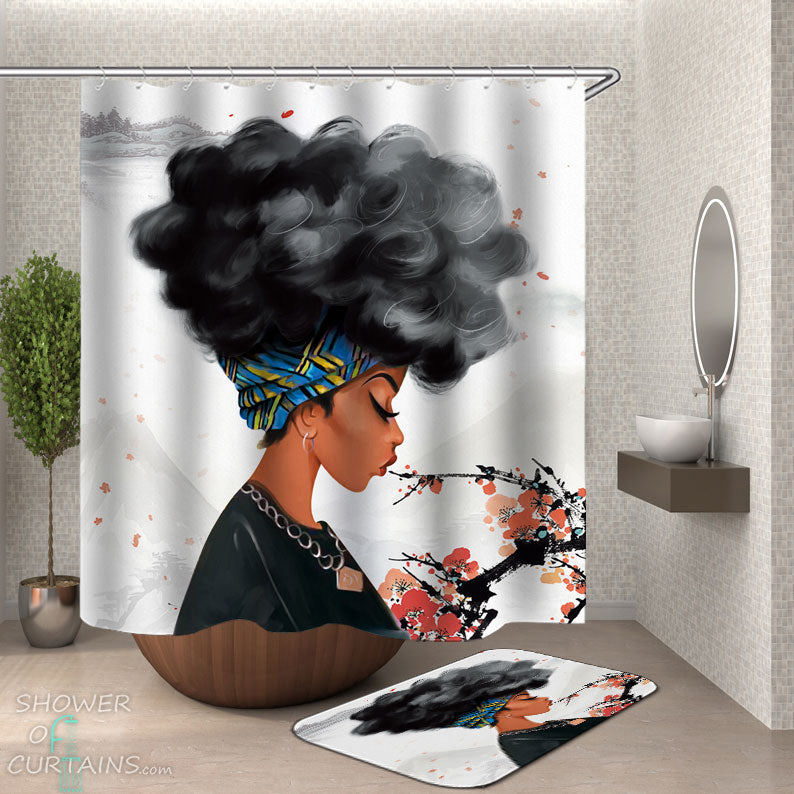 Shower Curtains with Cool African Woman
