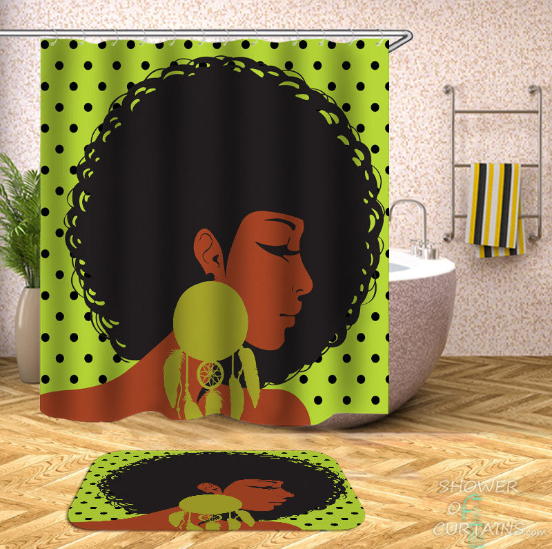 Shower Curtains with Cool Afro Hair Girl