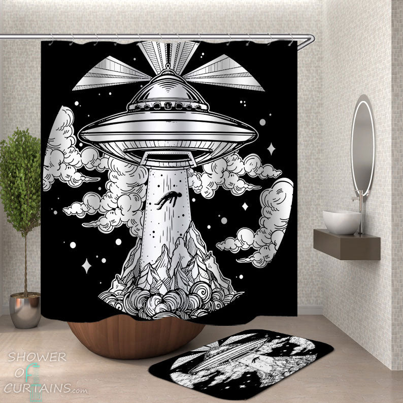 Shower Curtains with Cool Alien Abduction