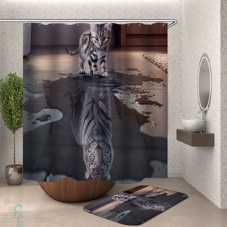 Shower Curtains with Cool Cat Tiger