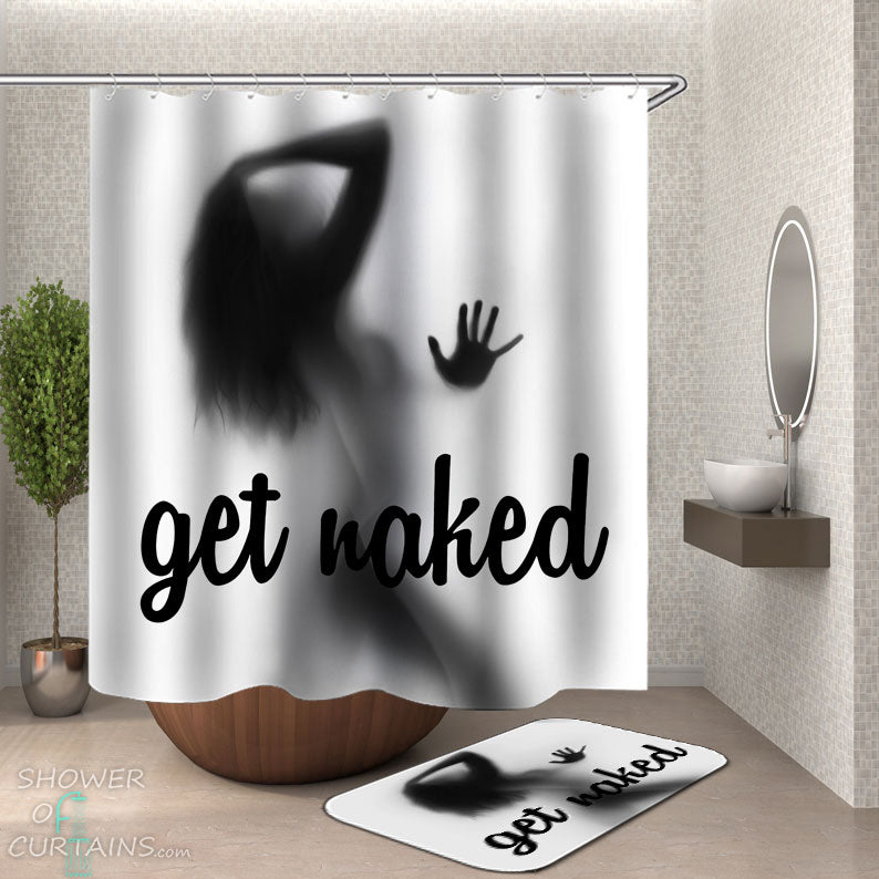 Shower Curtains with Cool Get Naked Woman Shadow