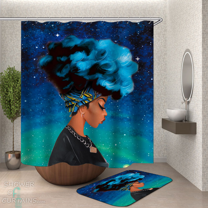 Shower Curtains with Cool and Beautiful Black Girl