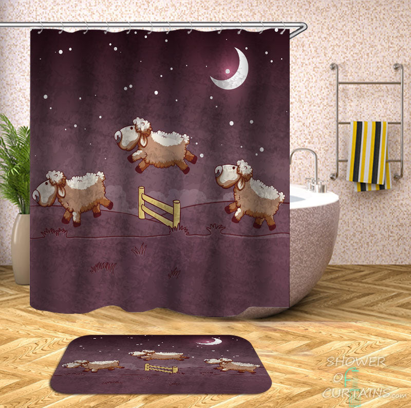 Shower Curtains with Counting Sheep