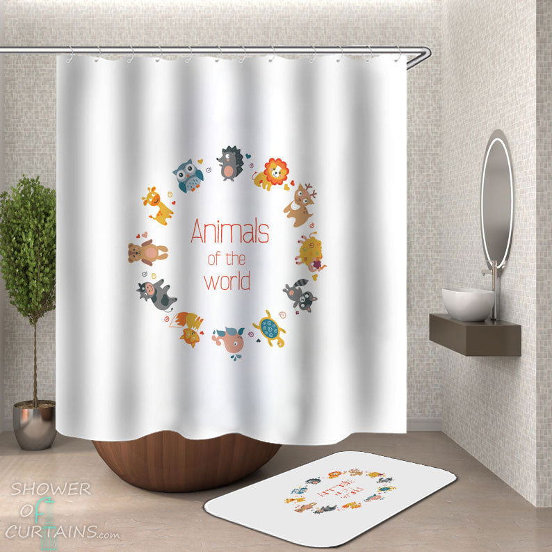 Shower Curtains with Cute Animals for Children