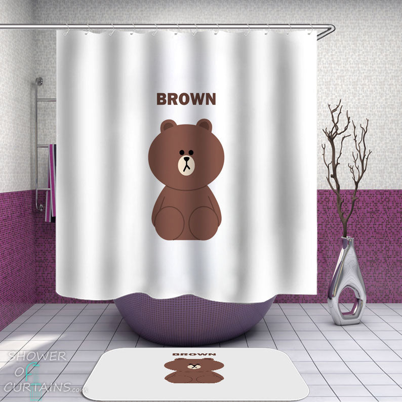 Shower Curtains with Cute Brown Bear