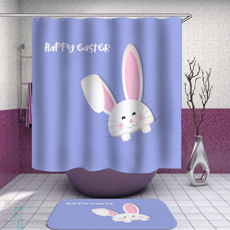 Shower Curtains with Cute Easter Bunny