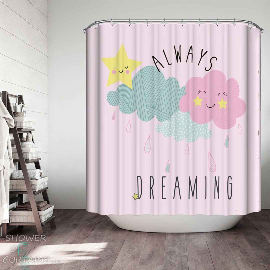 Shower Curtains with Cute Motivational Skies