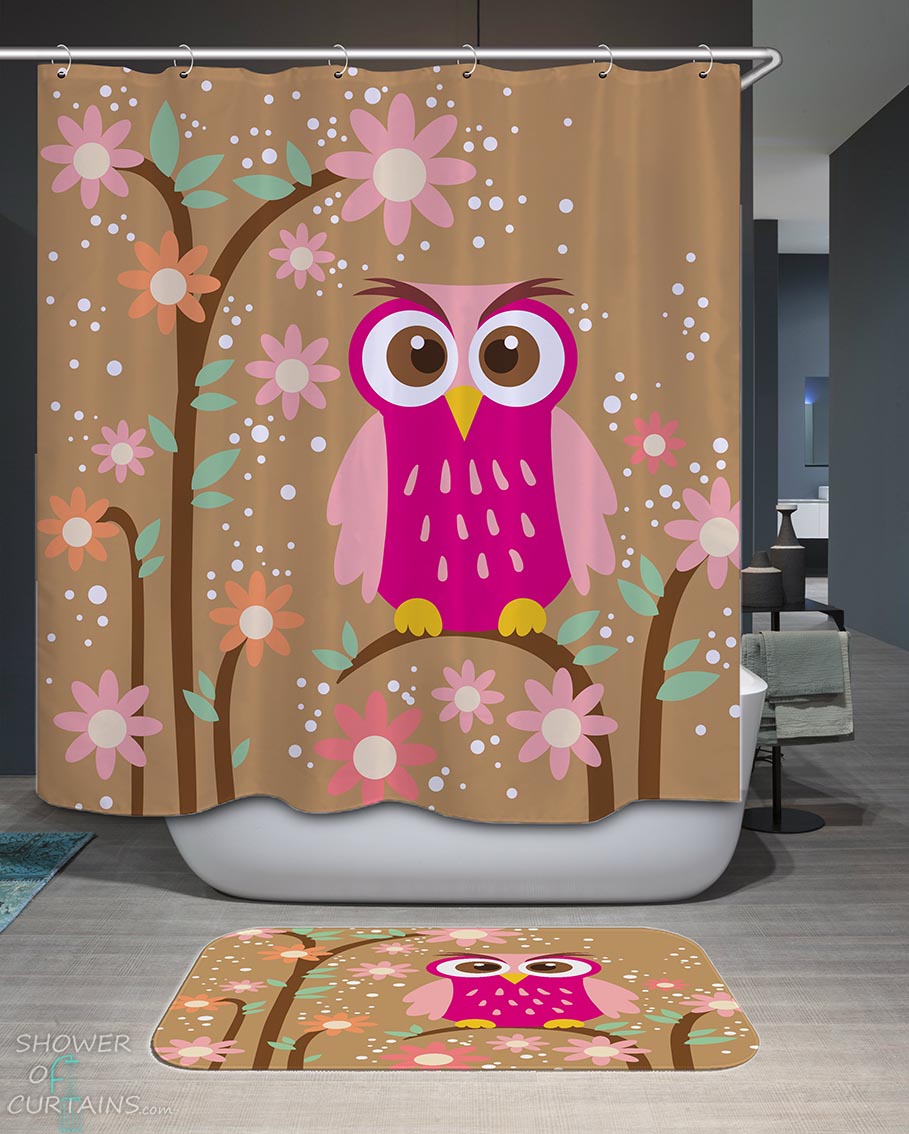 Shower Curtains with Cute Purple Owl