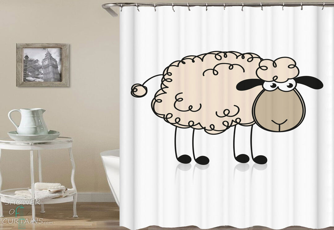 Shower Curtains with Cute Sheep