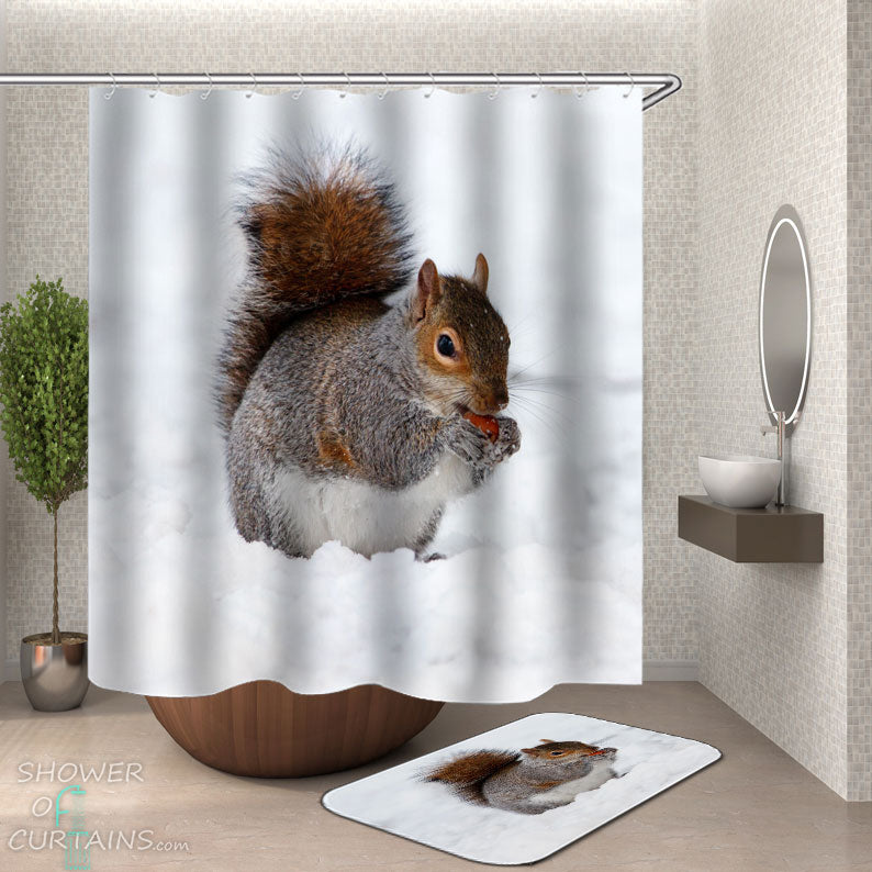 Shower Curtains with Cute Squirrel 