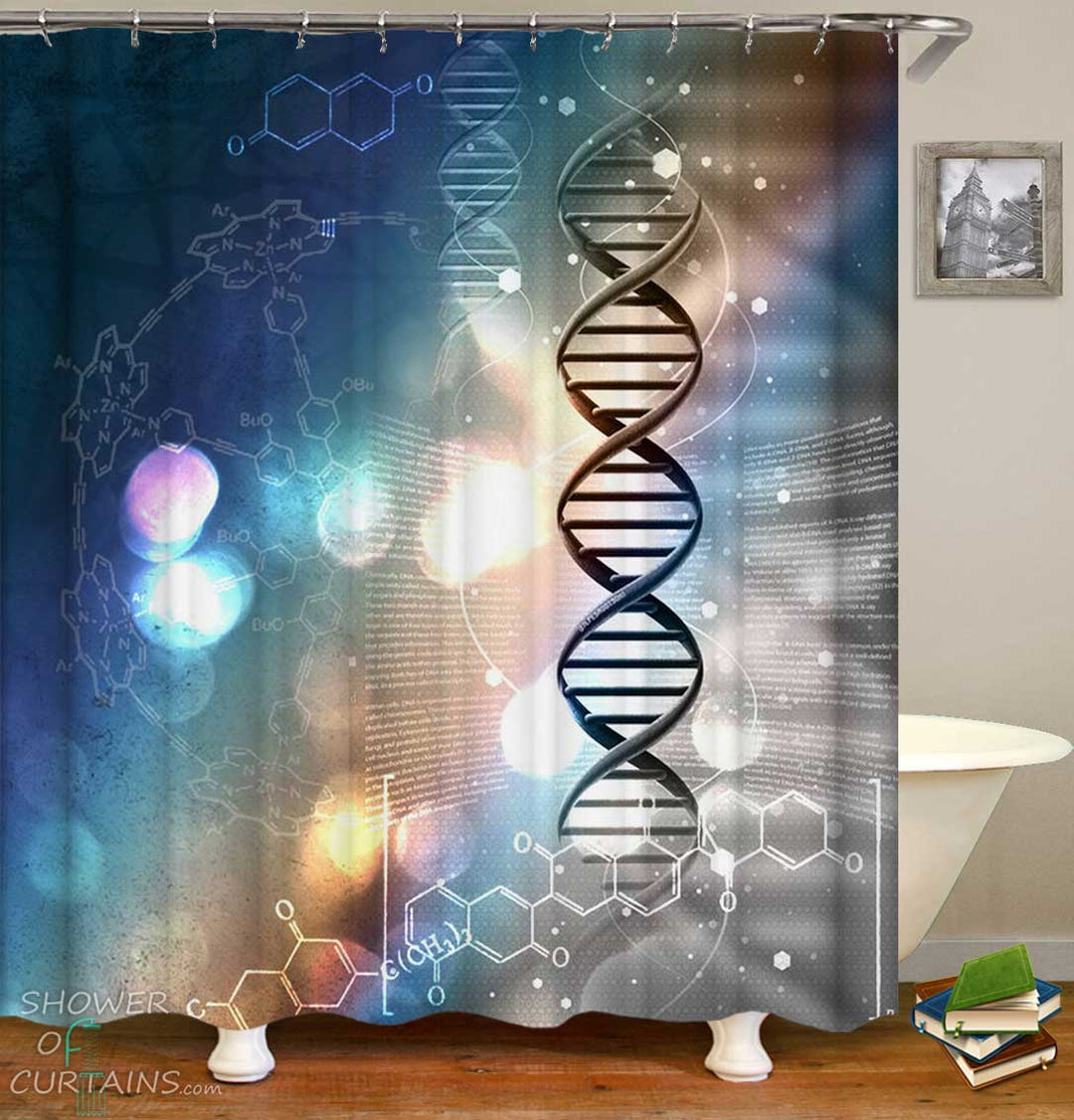 Shower Curtains with Deoxyribonucleic Acid DNA