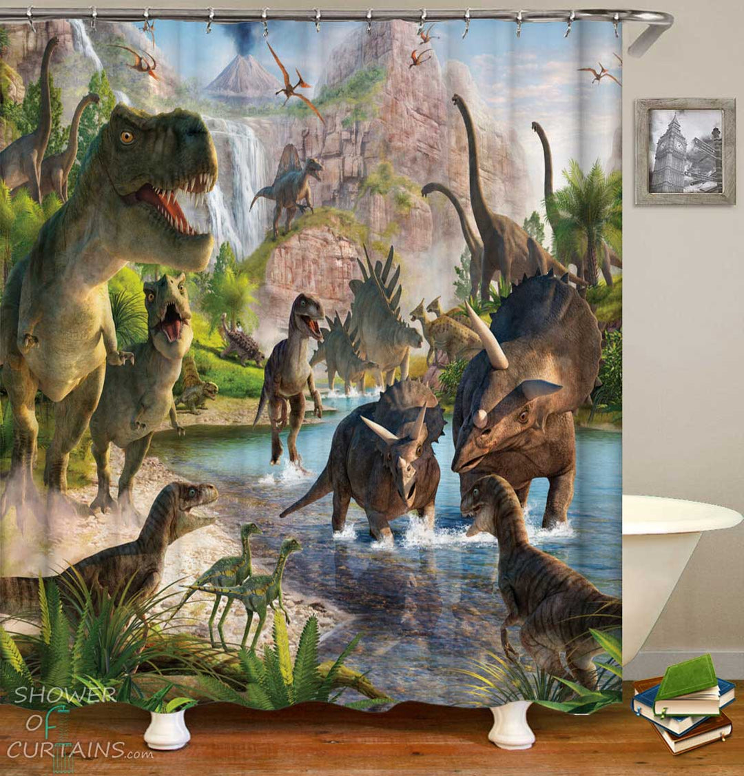 Shower Curtains with Dinosaurs Valley