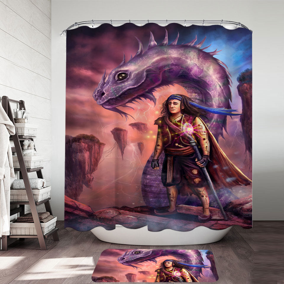Shower Curtains with Dragon and Thrakos Cool Fantasy Art