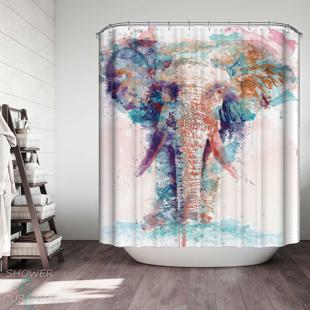 Shower Curtains with Elephant Art