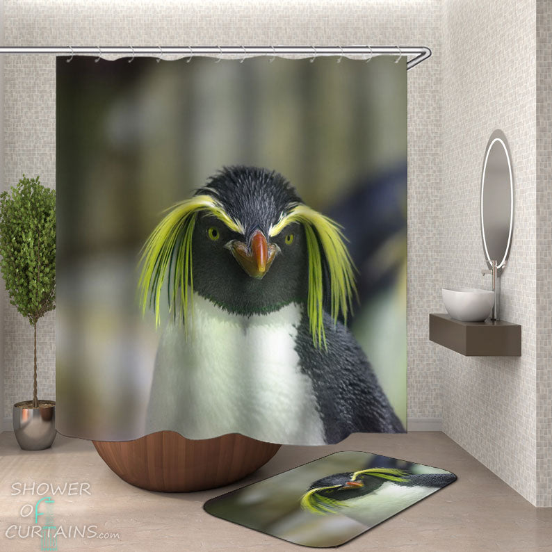 Shower Curtains with Fiordland penguin