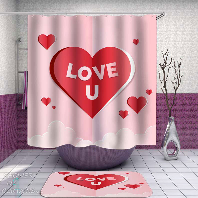 Shower Curtains with Folded Card Love U