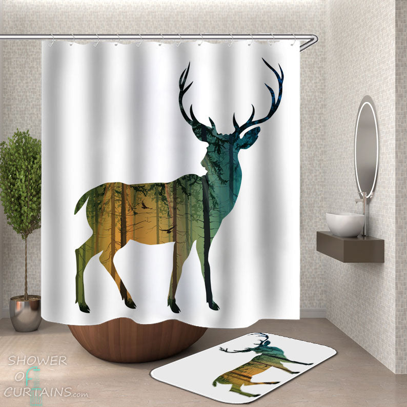 Shower Curtains with Forest Deer