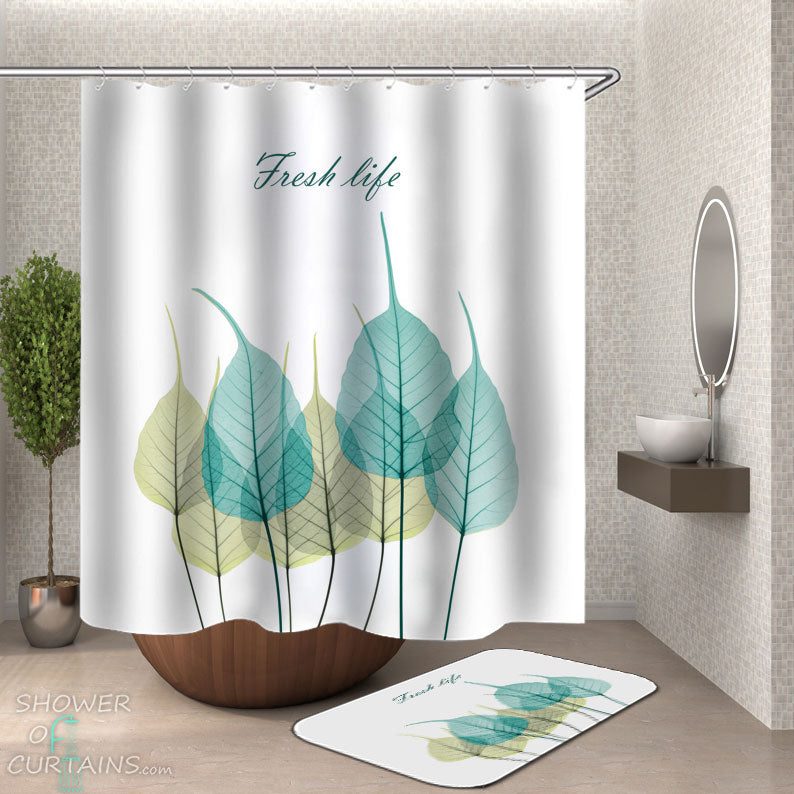 Shower Curtains with Fresh Life Leaves