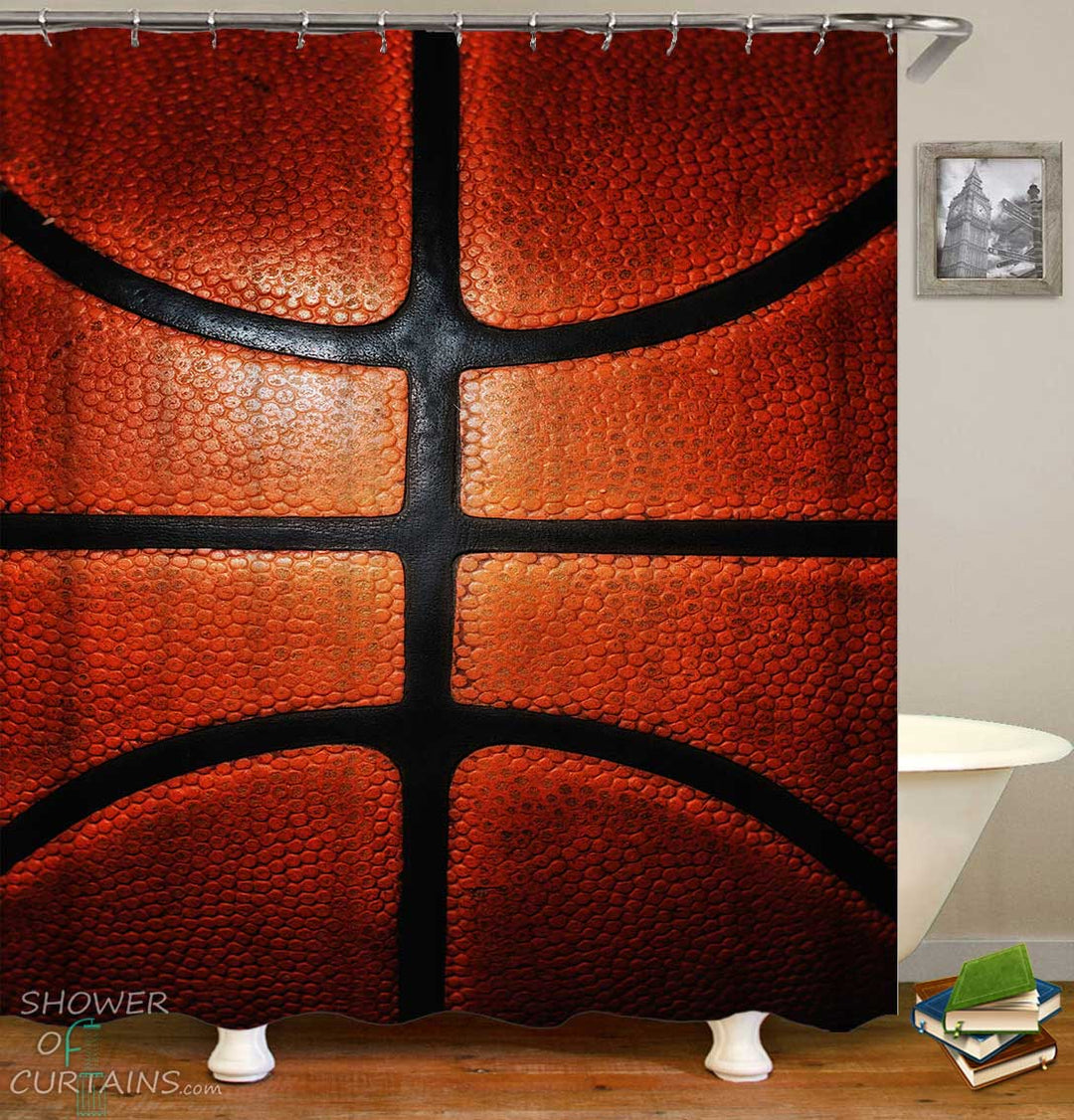 Shower Curtains with Full Wide Basketball