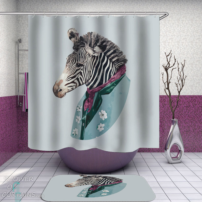 Shower Curtains with Funny Beautiful Jacket Zebra