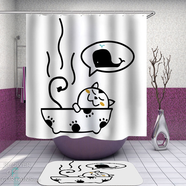 Shower Curtains with Funny Cat’s Dream