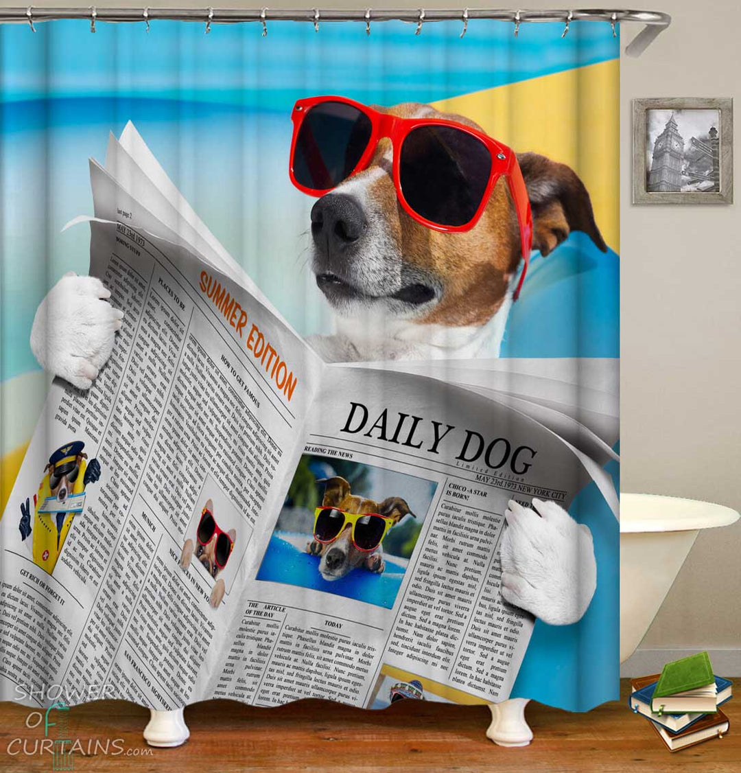 Shower Curtains with Funny News The Daily Dog