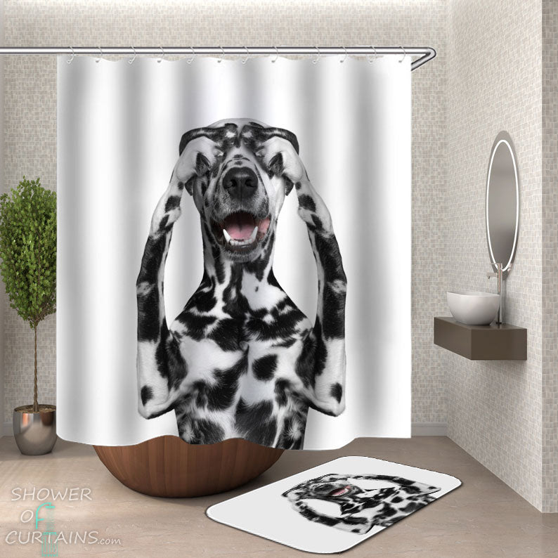 Shower Curtains with Funny and Cute Dalmatian Dog