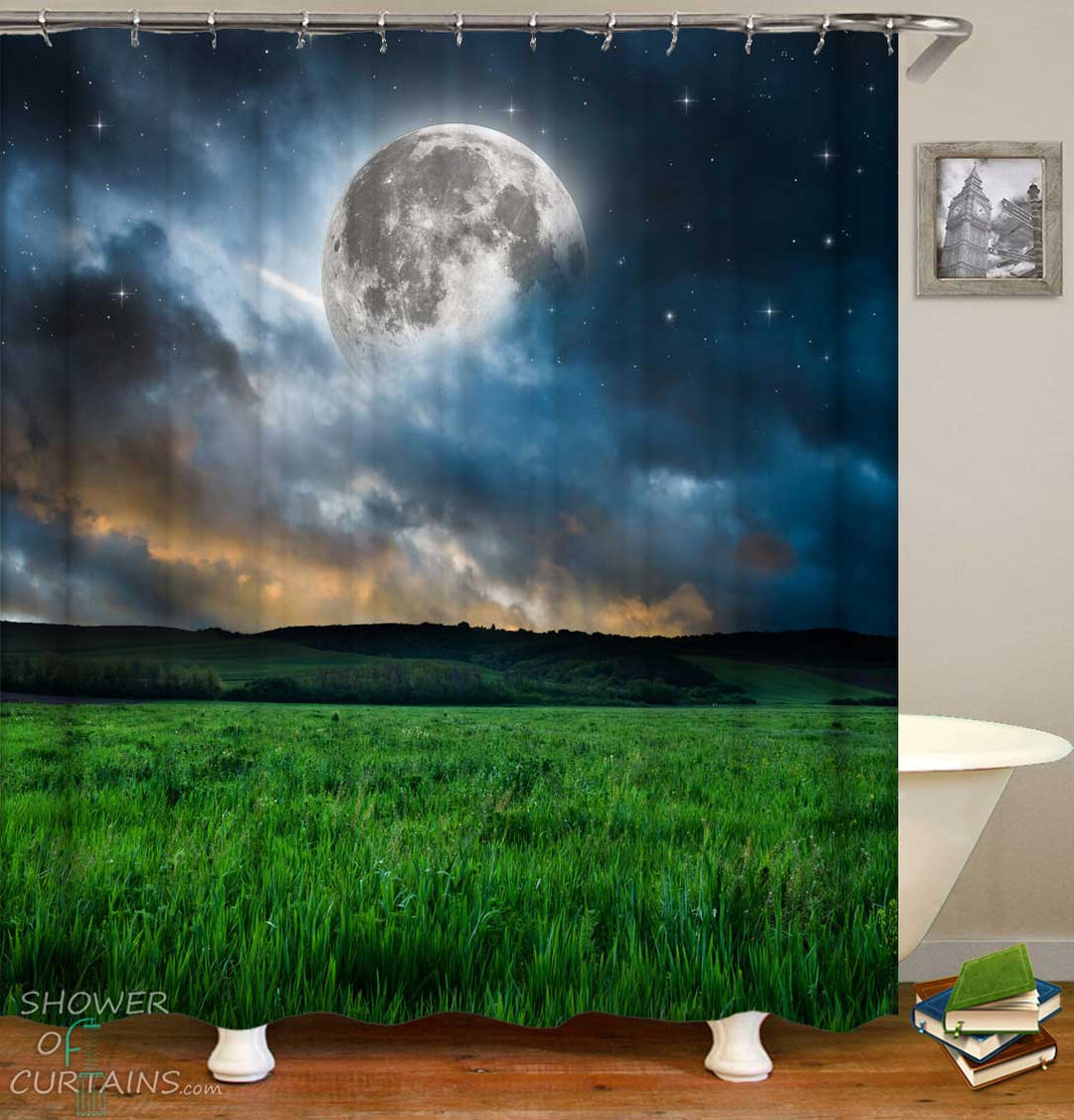 Shower Curtains with Giant Moon