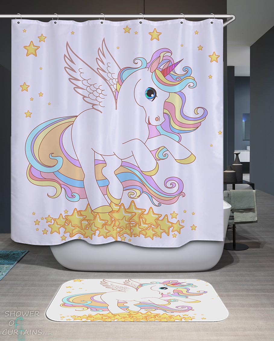 Shower Curtains with Girls and Boys Unicorn