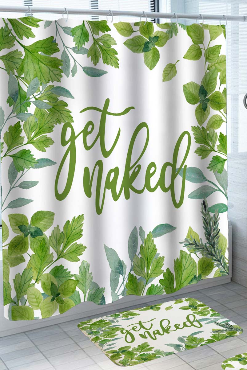 Shower Curtains with Green Leaves Get Naked