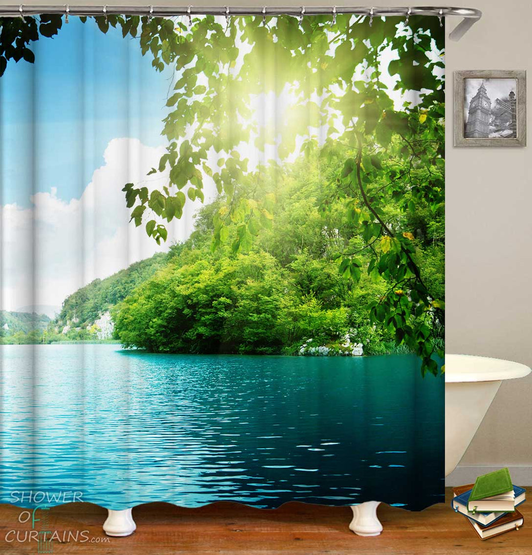 Shower Curtains with Green Nature Heaven
