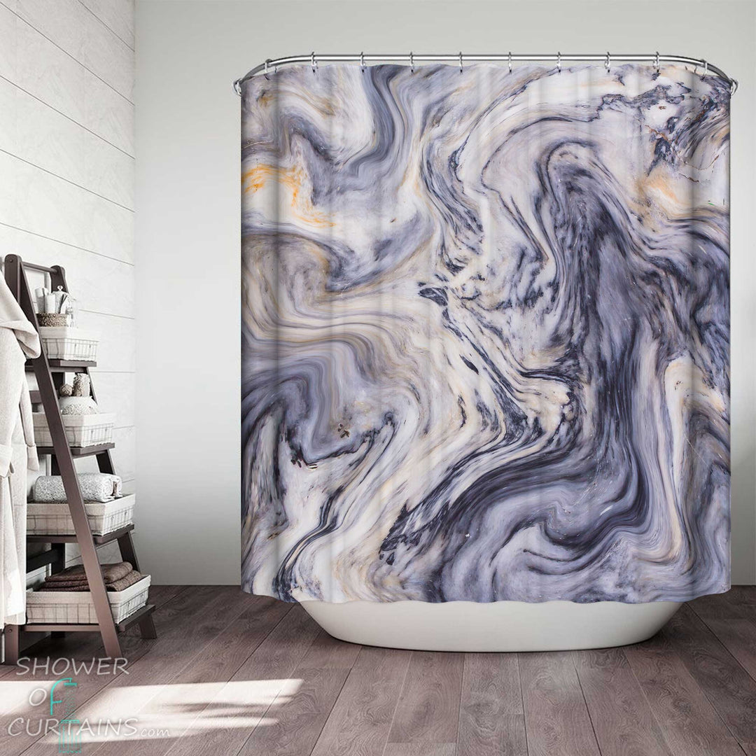 Shower Curtains with Greyish Marble