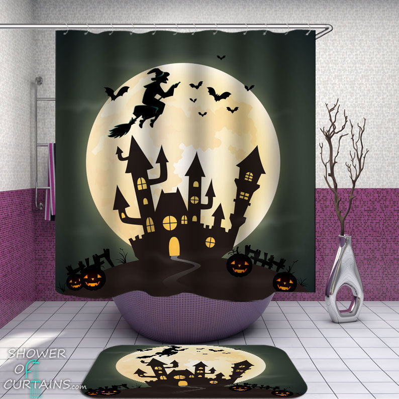 Shower Curtains with Halloween Castle