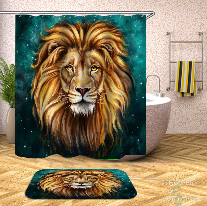 Shower Curtains with Handsome Lion