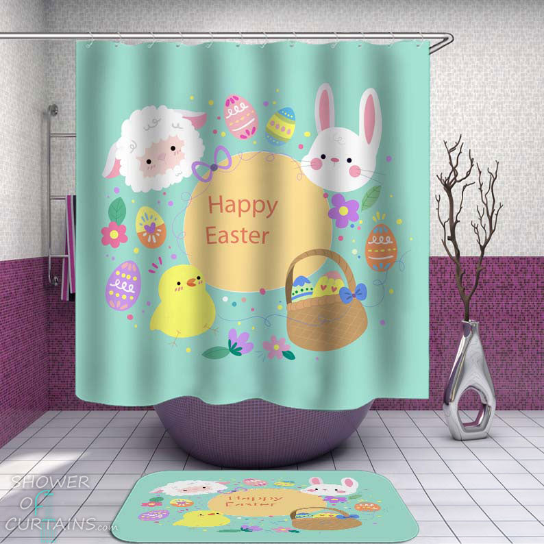 Shower Curtains with Happy Easter Pack