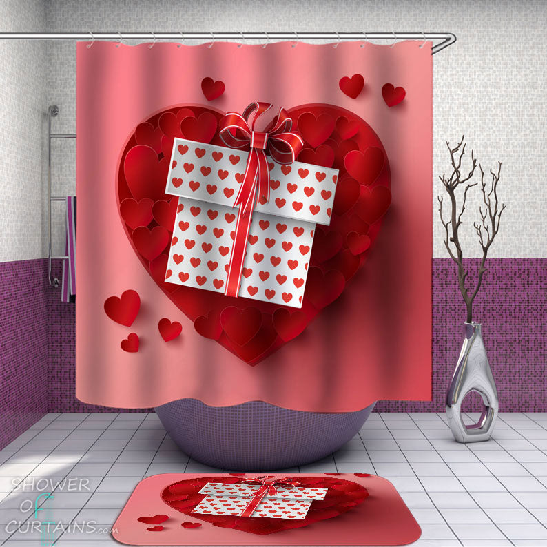 Shower Curtains with Hearts Gift Box
