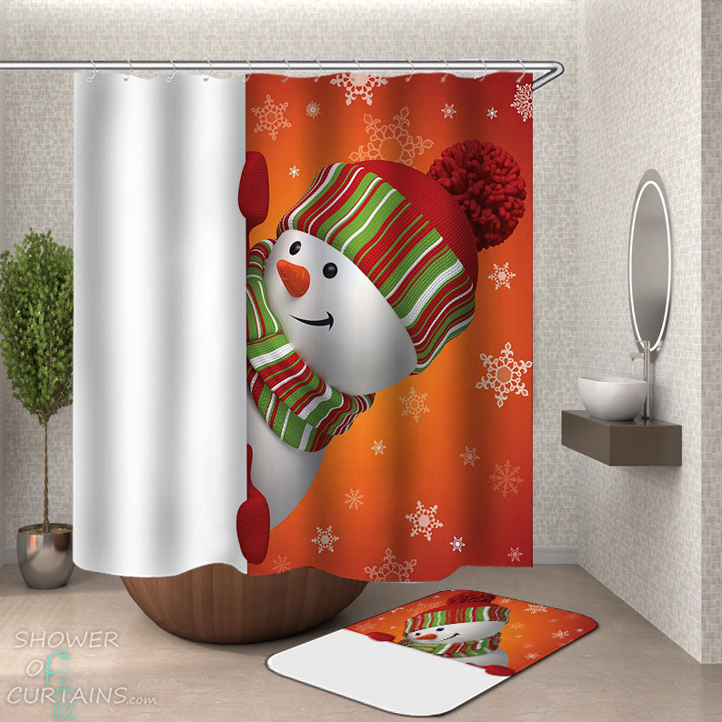 Shower Curtains with Hello Snowman