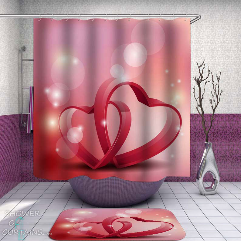 Shower Curtains with Joined Heart Rings