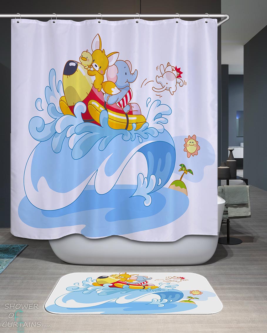 Shower Curtains with Kids Characters Banana Boating