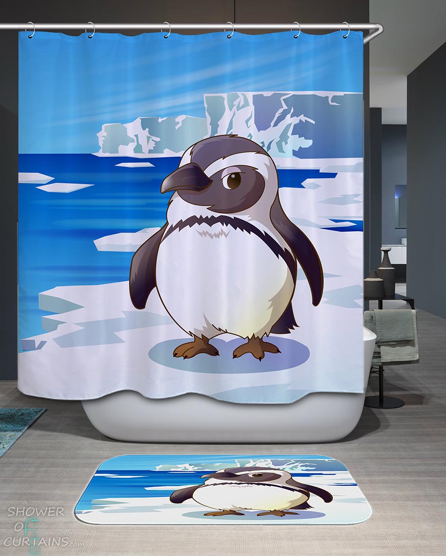 Shower Curtains with Kids Cute Penguin