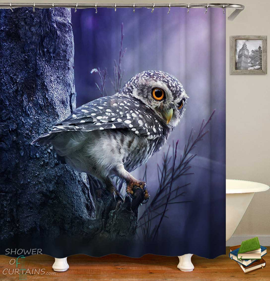 Shower Curtains with Little Owl