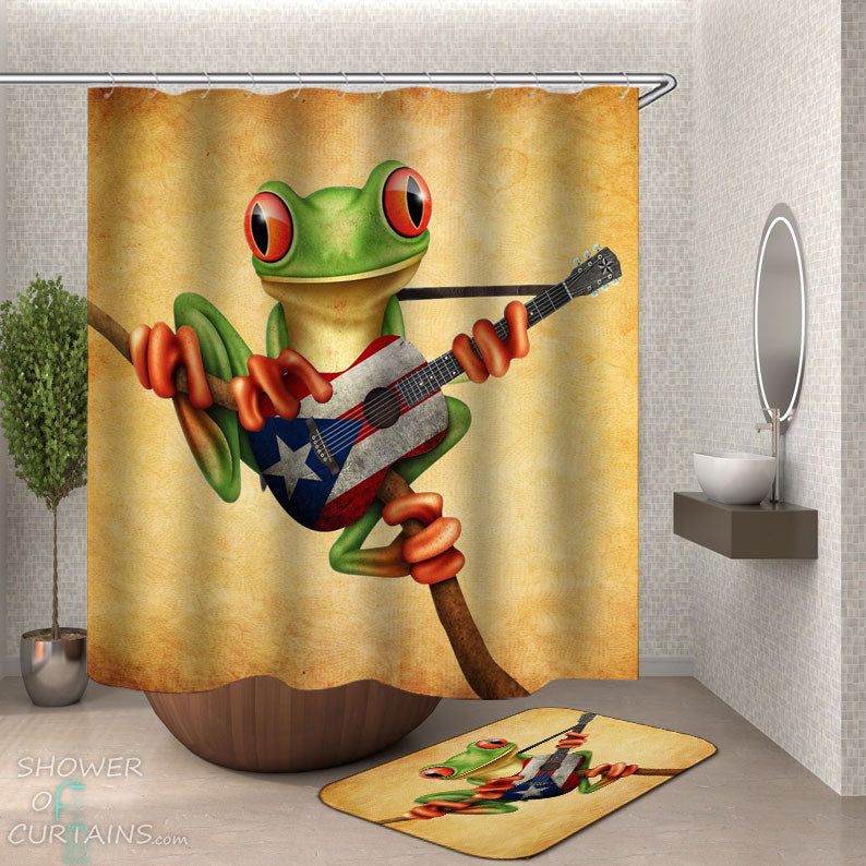 Shower Curtains with Lone Star Texas Frog