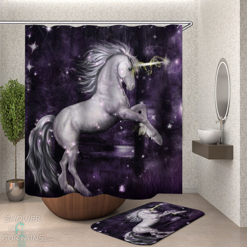 Shower Curtains with Magical Horn Unicorn