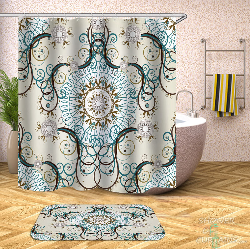 Shower Curtains with Mandala Indian Design